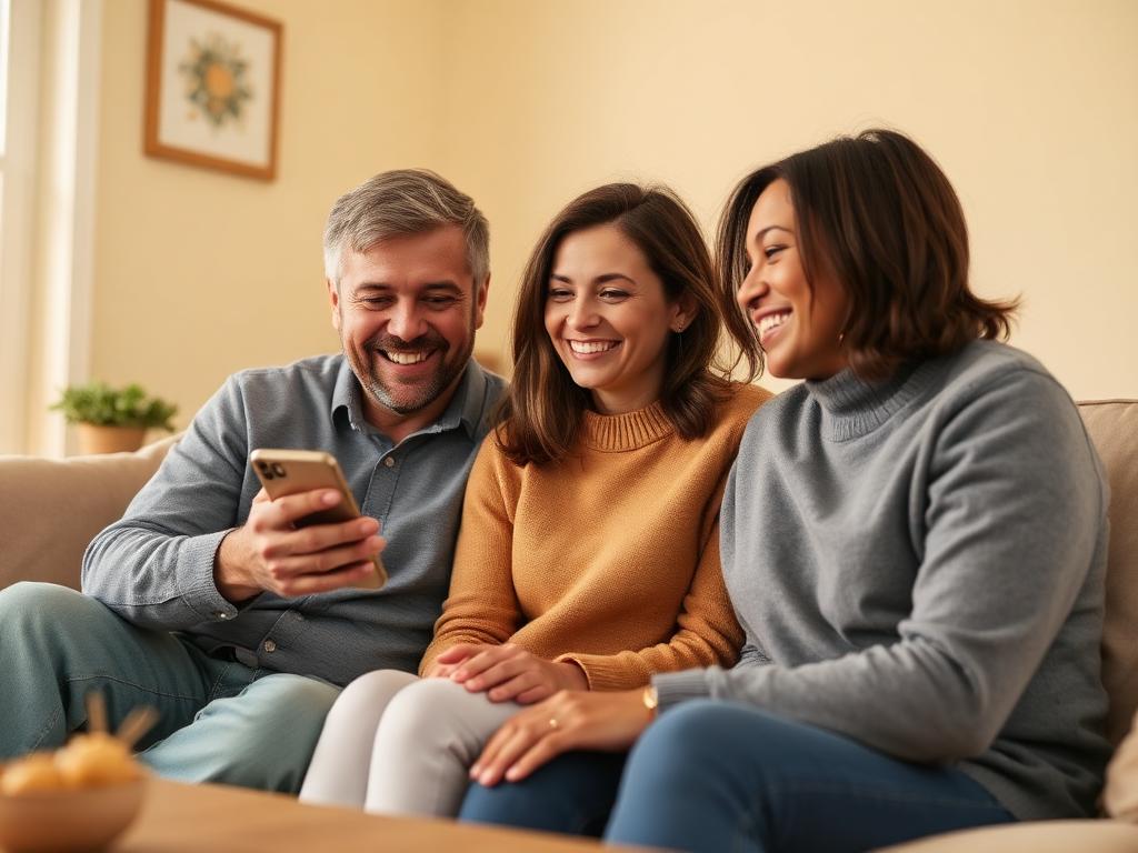 Familia compartiendo el enlace de la campaña